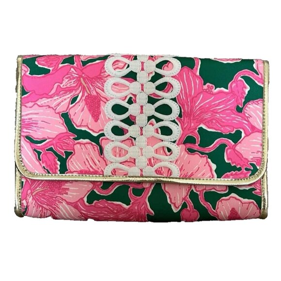 NEW Lily Pulitzer GWP Envelope Pouch / Clutch Pink Floral Hibiscus - Picture 1 of 5